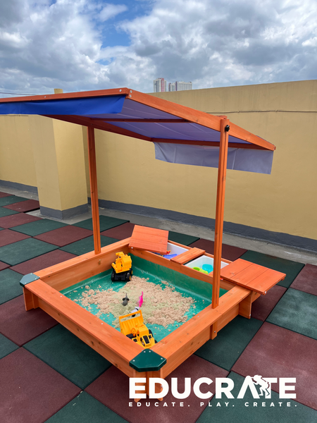 Emery SandBox with Rotatable Canopy and Bins Outdoor/Indoor