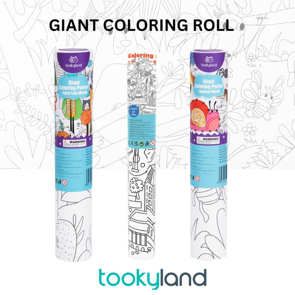 TOOKYLAND 6Meters Coloring Activity Roll - Cities Around the World, Animal World and Fairytale