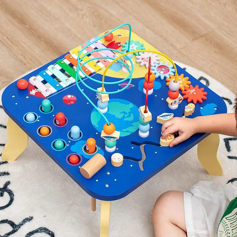 Multipurpose table top Activity Galaxy Xylophone, Gears, Pounding Peg, Maze and Beads