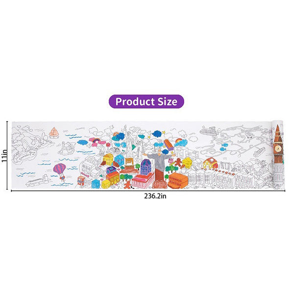 TOOKYLAND 6Meters Coloring Activity Roll - Cities Around the World, Animal World and Fairytale