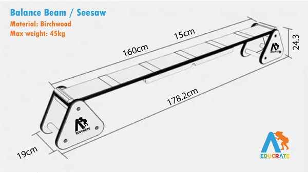 Educational Toddler Balance Beam / Seesaw Wooden Play Toy