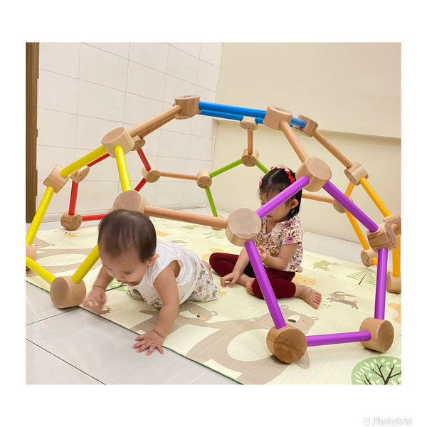 Colorful Indoor Wooden Climbing Play Dome