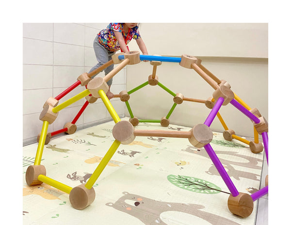 Colorful Indoor Wooden Climbing Play Dome