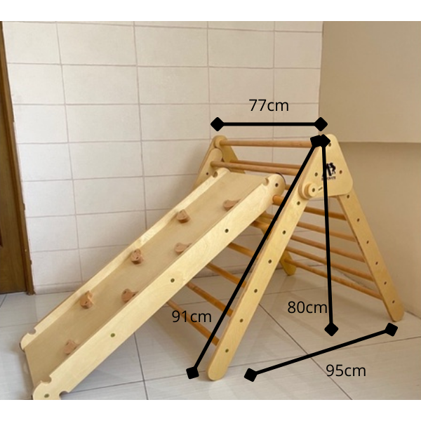 Pikler Triangle MAX with 1 JUMBO Ramp (Natural Color)