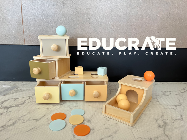 Montessori Object Permanence Box in Muted colors