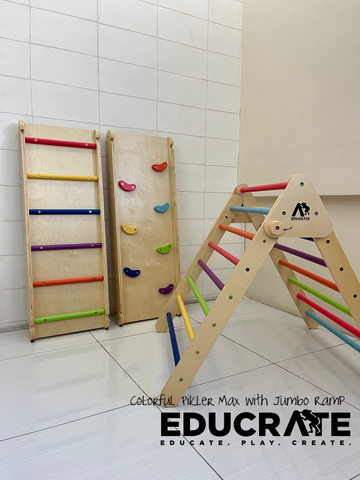 Pikler Triangle Max with  1 Jumbo Ramp COLORFUL