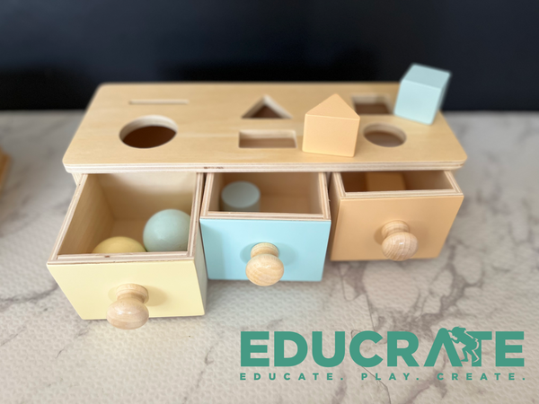 Montessori Object Permanence Box in Muted colors