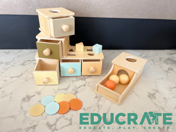 Montessori Object Permanence Box in Muted colors